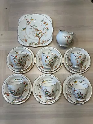 Buy ROYAL GRAFTON BONE CHINA TEA SET Exotic Birds On Branch 6 Trios, Jug,cake Plate • 75£