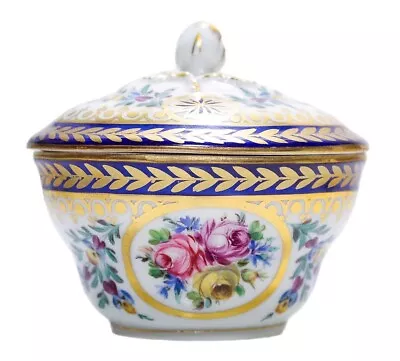 Buy Antique DRESDEN Germany Hand Painted Floral Motif Porcelain Covered Sugar Bowl • 93.13£