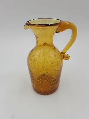 Buy Crackle Vintage Amber Glass, Small Jug Pitcher 5  Tall • 13.05£