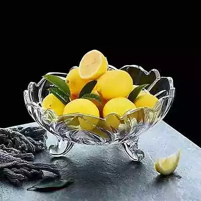 Buy Clear Fruit Bowl Large Glass Crystal Creative Footed Modern Deep Dish Bowl 23cm • 12.99£