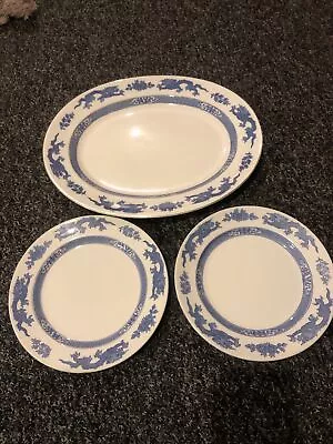 Buy CAULDON ENGLAND Blue Dragon X2 Plates 10” 1/2 Inches + Large Severing Plate • 9.99£