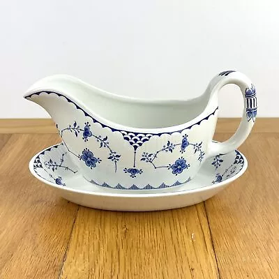 Buy Vintage Mason’s (Furnivals) Blue Denmark 1pt Sauce Gravy Boat & Saucer - #1 • 29.95£