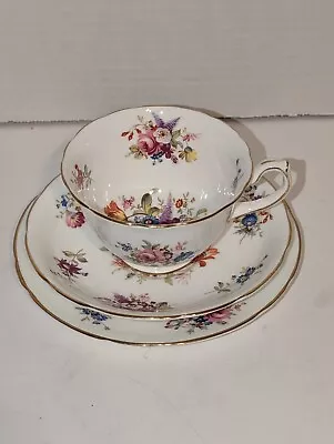 Buy Hammersley & Co. Bone China Floral Pattern Teacup, Saucer And Small Plate VTG • 42.01£