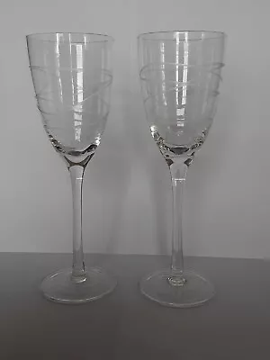 Buy Pair Of 8,6  Crystal  Aura Wine Glasses  19th Century Pontil Marks • 20£