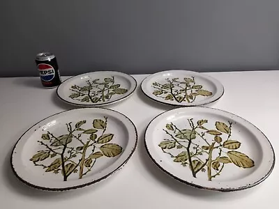 Buy 4 X Midwinter Stonehenge Green Leaves Stoneware Dinner Plates - GC - 26.5 Cm • 40£