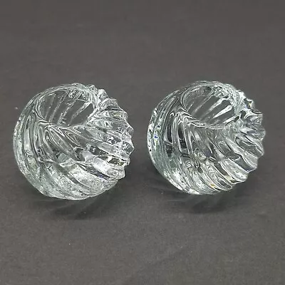 Buy Set Of 2 Vintage Round Swirl Taper Candle Holders  1.75  Tall- Clear Glass • 13.97£