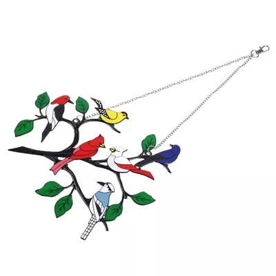 Buy 6 Stained Glass Birds Hanging Ornament Pendant Glass Window Hangings • 11.71£
