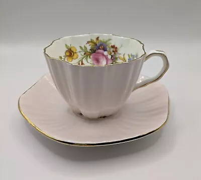 Buy Foley Bone China Footed Teacup & Saucer EB 1948-63 Pink Scalloped Made England • 41.62£