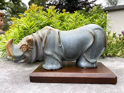 Buy Blue Mountain Pottery 1968 Zoo Noah's Ark Rhino Rhinoceros 22cm X 10cm • 60£