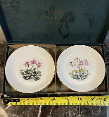 Buy Vintage Set Of 2 Royal Worcester Bone China 51 Small Floral Dishes 4  With Box • 16.77£