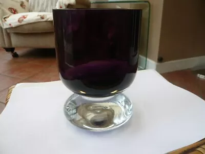 Buy Vintage Retro 1970,s Very Heavy Glass Vase Stylish Designer Piece Purple • 19.99£