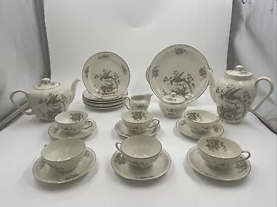 Buy VINTAGE THOMAS IVORY Bird Of Paradise Teas & Coffee Set Gold Gilt OLD MARK 23 Pc • 166.97£