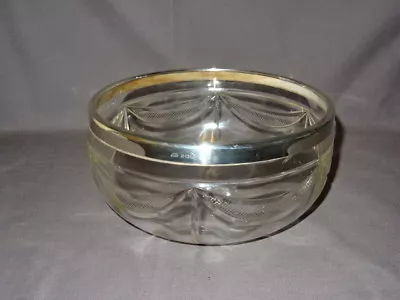 Buy Vintage Cut Glass Sterling Silver Rimmed Fruit Bowl - 1927 Hobson James Gilby • 45£