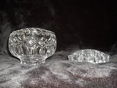 Buy Lead Crystal Rose Bowl With Both Metal And Glass Flower Frogs. • 15£
