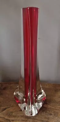 Buy Whitefriars Glass Ruby Tricorn Vase 9570 Geoffrey Baxter 1960's • 12.99£