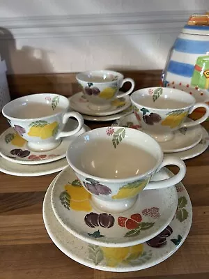 Buy 4 Royal Winton Seville Retro Sponge Ware  Teacups , Saucers ,and Tea Plate Trios • 25£