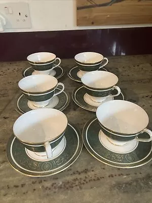 Buy ROYAL DOULTON VANBOROUGH H4992 6 X Cups & Saucers  Green/gold • 50£