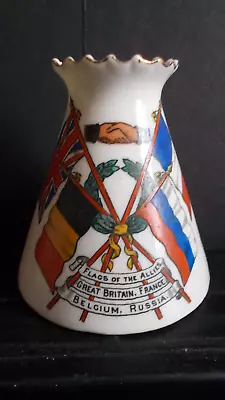 Buy Crested China Wwi  Flags Of The Allies   Goss Vase • 5.99£