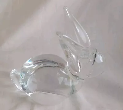 Buy Large Heavy Clear Glass Ornamental Long Earred Rabbit Signed On Base 905gms  • 6.50£