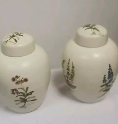 Buy 2 X Vintage Poole Pottery Large Urn Ginger Jar With Lid Country Lane Wildflowers • 38£