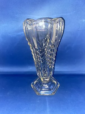 Buy Collectable Vintage Pressed Glass Vase Davidson Chevron Art Deco Vase • 14.99£
