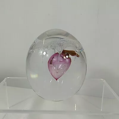 Buy Studio Ahus Sweden 1983 Glass Paperweight Clear Pink 10cm Art Glass • 11.98£