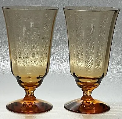 Buy Fostoria * Amber * 5084 * Footed Tumbler Pair * 9 Ozs * ‘25-‘30 • 18.64£