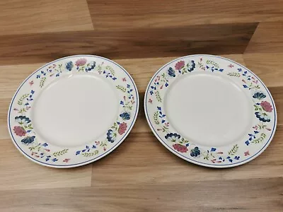 Buy 2 X Vintage BHS Priory White Blue Pink Floral 10.25  Dinner Plates Retro 1980s • 12.99£