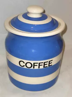 Buy T G Green Cornish Ware Coffee Storage Jar Blue And White Stripe • 19.99£