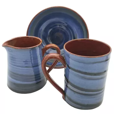 Buy Studio Pottery Mug Bowl Jug Set Breakfast Set Wold England Swirl 3 Pc Handmade • 22.95£
