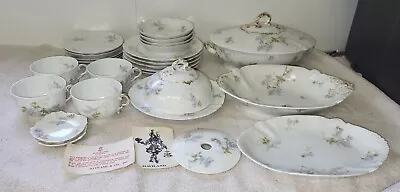 Buy 27pc Haviland Limoges France Porcelain Lilac Flowers Dinnerware Cup Bowl Butter+ • 88.53£