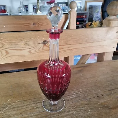 Buy Antique Cranberry Cut Glass Liqueur Decanter • 55£