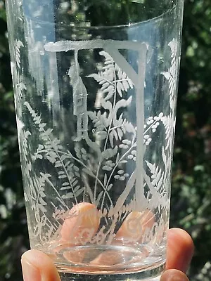 Buy Antique Victorian Macabre ‘His Last Drop’ Hanging Glass Beer Tumbler • 195£