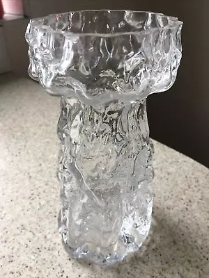 Buy Ingrid Glass Glashutte Clear  Vase Kurt Wokan Bark Glass Ice Brutalist MCM • 29.99£