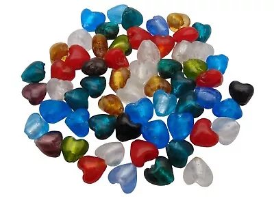 Buy 12mm Mixed Lampwork Glass Colour Foil Lined Heart Beads Jewellery  Lamp Work • 2.49£