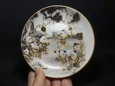 Buy 5 Inch Marked Chinese Porcelain Painting Children Boys Plate Gift Collectible • 33.36£