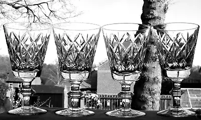 Buy Set Of 4 Cut Glass Crystal 5 1/4  Wine Glasses, Edinburgh Crystal Possibly • 20£