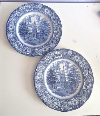 Buy Two Liberty Blue Dinner Plates  Made In Independence Hall Staffordshire • 12£