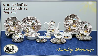 Buy Dining + Coffee Service  Sunday Morning  By Grindley England Plate Plate Plate Pot • 147.80£