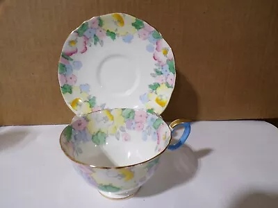 Buy Vintage Crown Staffordshire England Green F14910 Fine Bone China Cup & Saucer • 5.58£