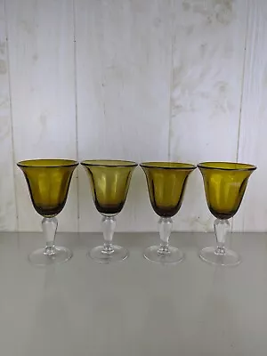 Buy Set Of 4 Val De Pome France Honey Yellow Water Wine Goblets Saba 10 Oz- 7 1/2” • 37.33£