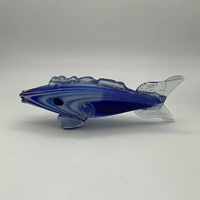 Buy Vintage Glass Fish Blue White Retro Murano Style Ornament 1960s  • 19.95£