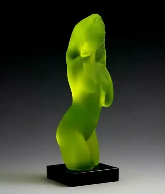 Buy Art Deco Vaseline Uranium Glass ' Beautiful Girl ' Sculpture 1930' H.Hoffmann • 139.01£