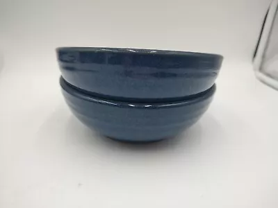 Buy Pair Of Noritake Stoneware Aquarius Blue Cream Soup Cereal Bowls • 25.15£