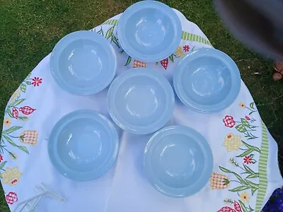 Buy 6 Woods Ware Iris Cereal/BREAKFAST BOWLS Blue WW2 Utility Ware • 10£