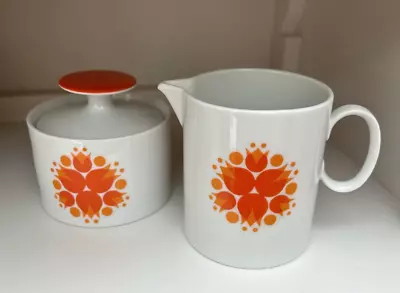 Buy Thomas China Germany Pinwheel Orange Hans Theo Baumann Milk Jug  Sugar Bowl Lid • 12.50£