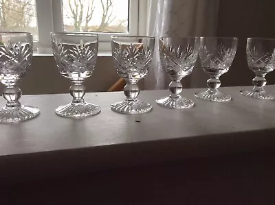 Buy Set Of 6 Stuart Crystal Cut Nip Glasses Star Cut Base 3 X 1.1/2 Inches • 29£