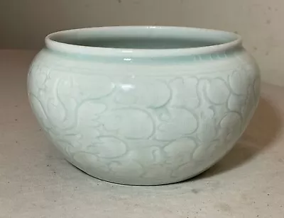 Buy Antique Handmade Chinese Light Green Celadon Glaze Pottery Sculpted Vase Bowl • 465.86£