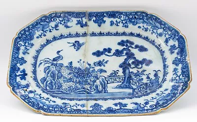 Buy Chinese Blue & White Porcelain Platter Garden Scene Period Qianlong (1736-1795) • 80£