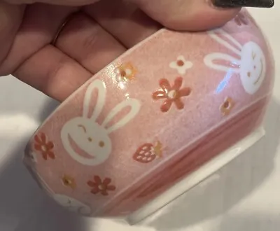 Buy Mino Ware Rice Bowl Rabbit Pink Strawberry -ceramic Japan • 12.14£